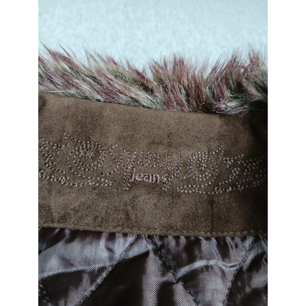 Vintage Vest Medium Faux Suede Fur Embroidered Penny Lane Boho Western Bow - Picture 5 of 13